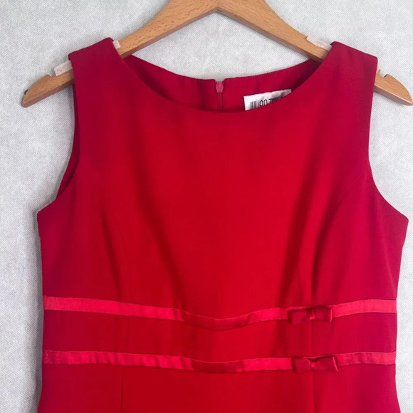 Julian Taylor Power Red Sleeveless Sheath‎ Dress with Bow Detail Size 6 - Picture 3 of 8